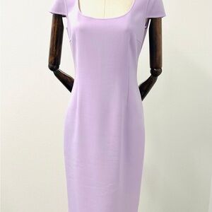 Michael Kors Purple Sheath Midi Dress with Square Neck